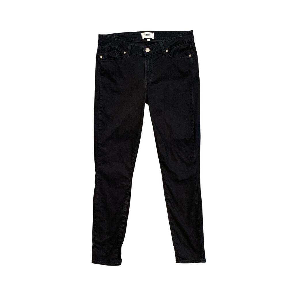 Paige Jeans Womens 30 Black Verdugo Ankle Overdye Skinny Stretch Sateen Pocket